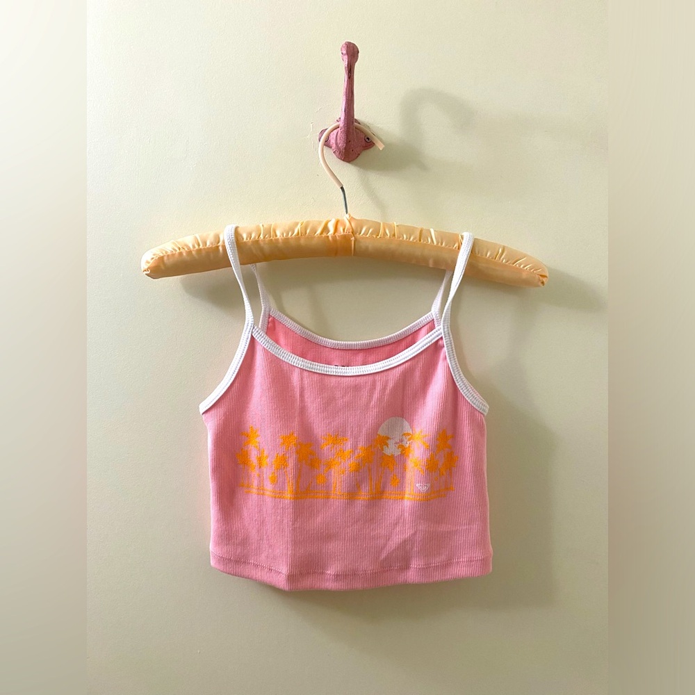 Roxy Pink Ribbed Crop Top